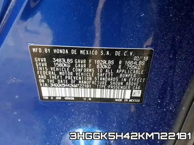 3HGGK5H42KM722181 фото 2