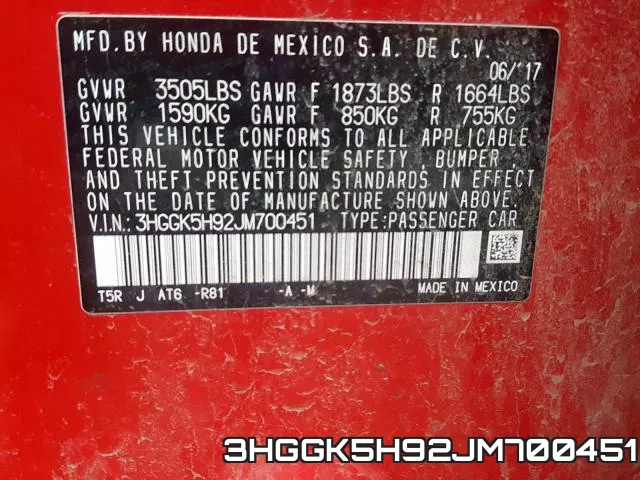 3HGGK5H92JM700451 фото 2