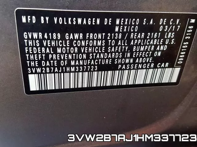 3VW2B7AJ1HM337723 фото 2