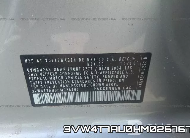 3VW4T7AU0HM026767 фото 8