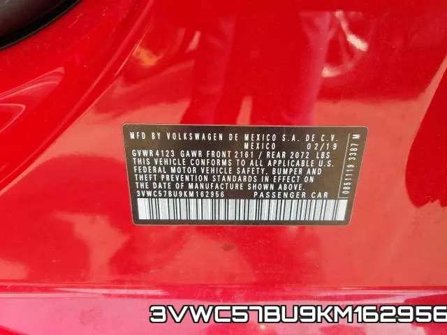 3VWC57BU9KM162956 фото 2