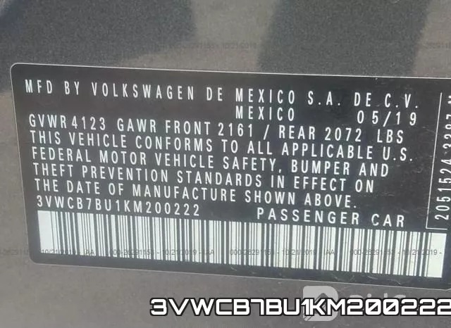 3VWCB7BU1KM200222 фото 4