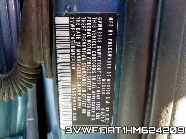 3VWF17AT1HM624209 фото 2