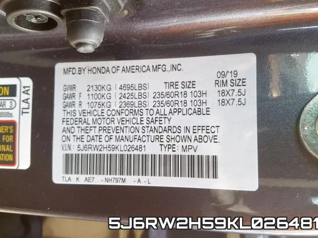 5J6RW2H59KL026481 фото 2