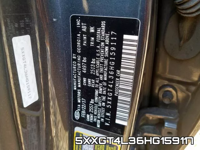 5XXGT4L36HG159117 фото 2