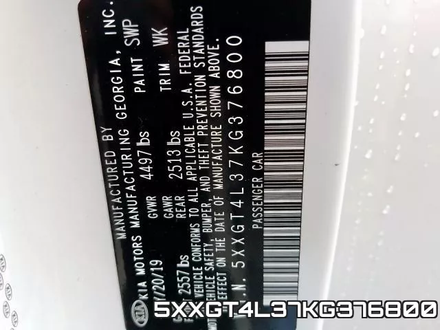 5XXGT4L37KG376800 фото 2