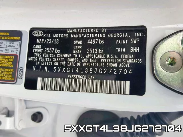 5XXGT4L38JG272704 фото 2