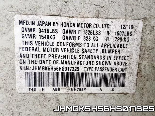 JHMGK5H56HS017325 фото 2