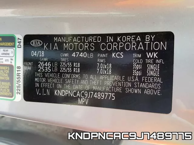 KNDPNCAC9J7489775 фото 2