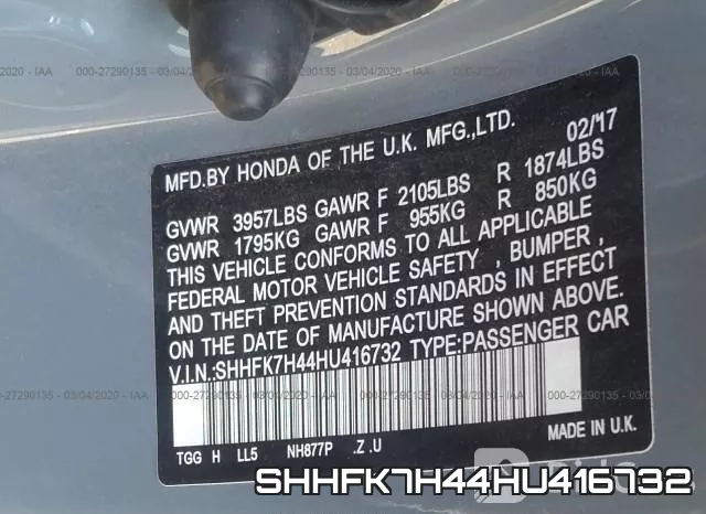 SHHFK7H44HU416732 фото 6