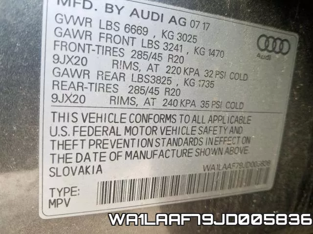 WA1LAAF79JD005836 фото 2