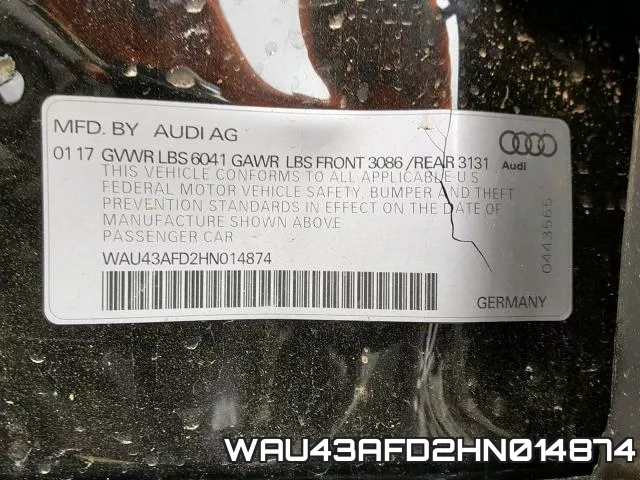 WAU43AFD2HN014874 фото 2