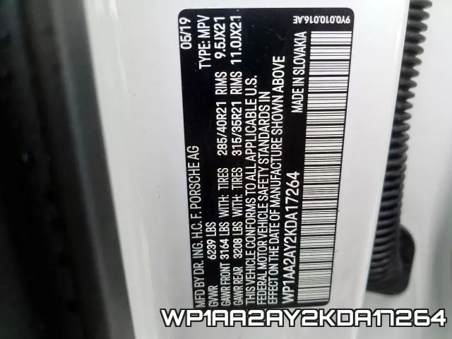 WP1AA2AY2KDA17264 фото 2