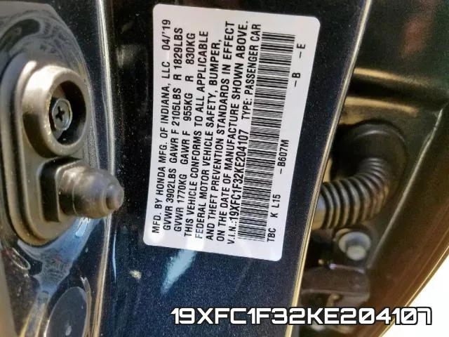19XFC1F32KE204107 фото 2