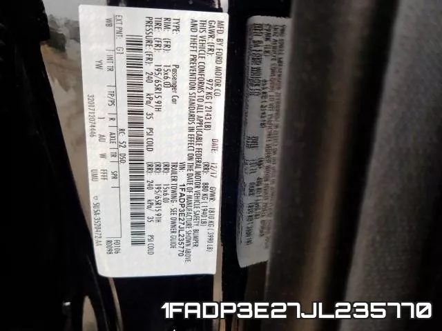 1FADP3E27JL235770 фото 2