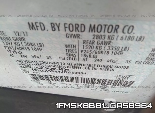 1FM5K8B81JGA58964 фото 5