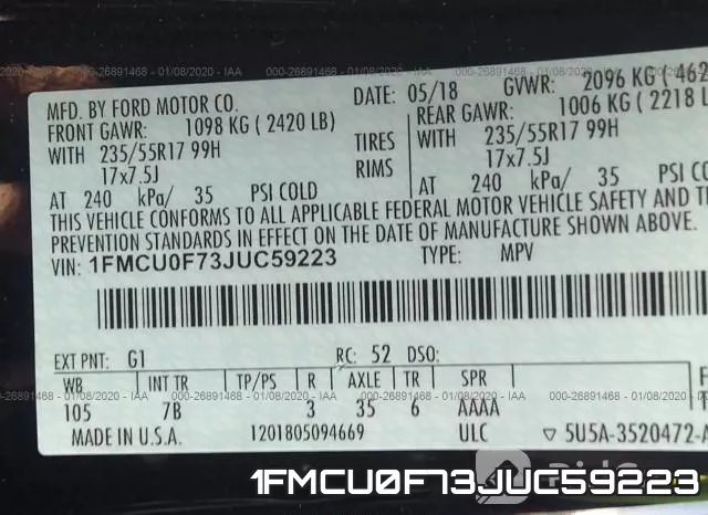1FMCU0F73JUC59223 фото 10