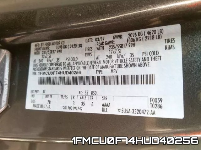1FMCU0F74HUD40256 фото 2