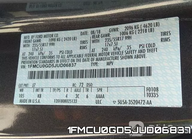 1FMCU0GD5JUD06837 фото 10
