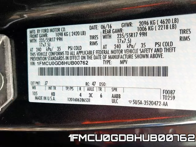 1FMCU0GD8HUB00762 фото 2