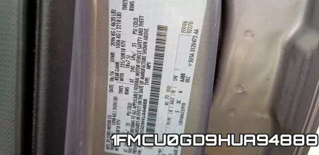 1FMCU0GD9HUA94888 фото 2