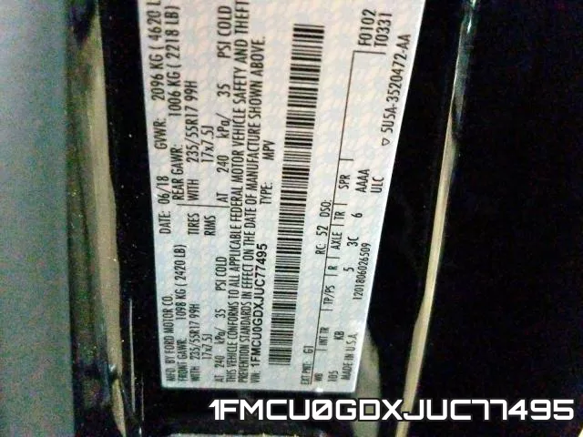 1FMCU0GDXJUC77495 фото 2