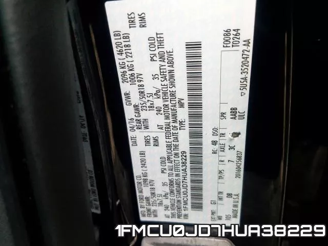 1FMCU0JD7HUA38229 фото 2