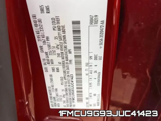 1FMCU9G93JUC41423 фото 2