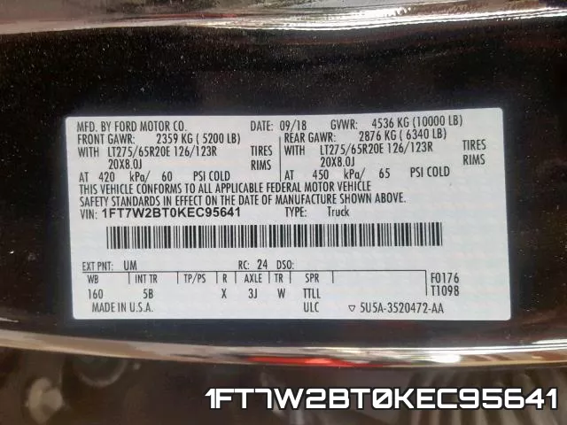 1FT7W2BT0KEC95641 фото 2
