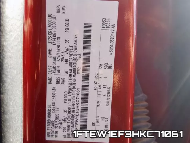 1FTEW1EF3HKC71061 фото 2