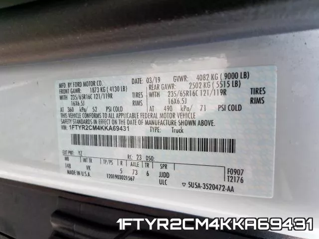1FTYR2CM4KKA69431 фото 2
