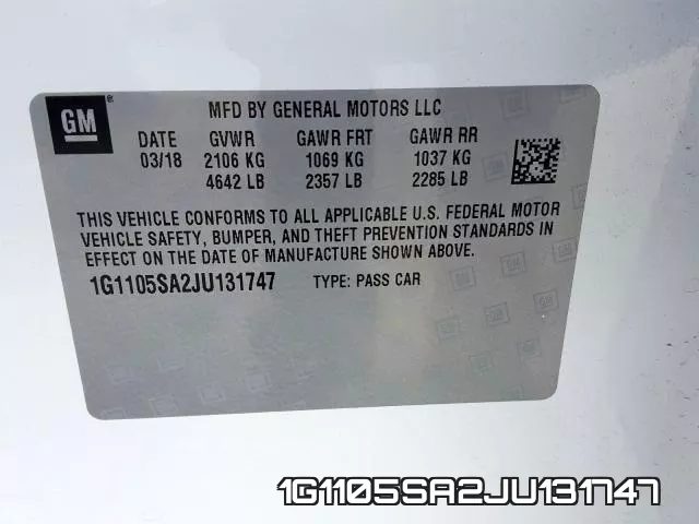 1G1105SA2JU131747 фото 2
