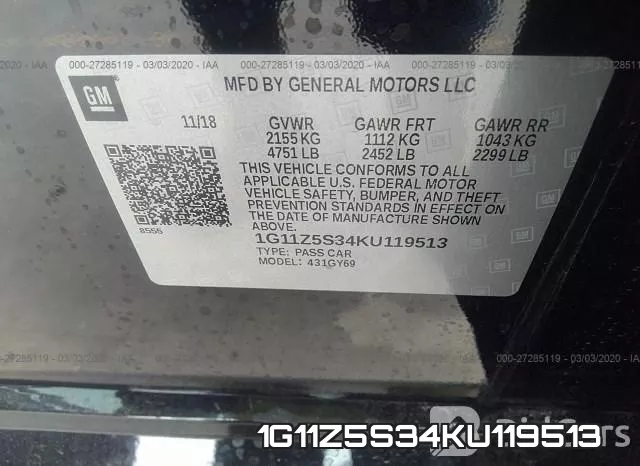1G11Z5S34KU119513 фото 6