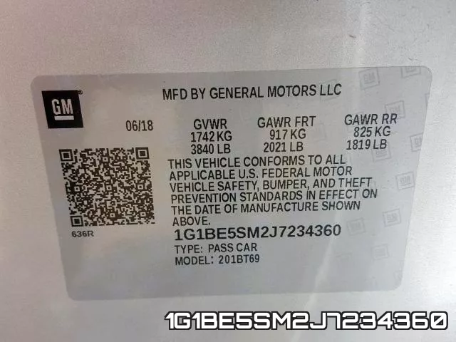 1G1BE5SM2J7234360 фото 2