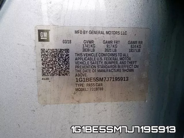 1G1BE5SM7J7195913 фото 2
