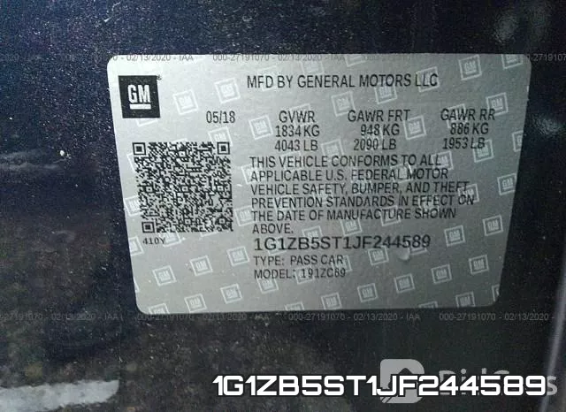 1G1ZB5ST1JF244589 фото 4