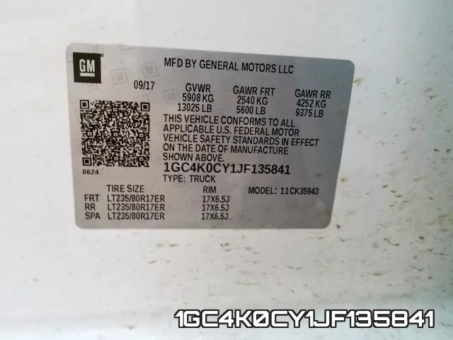 1GC4K0CY1JF135841 фото 2