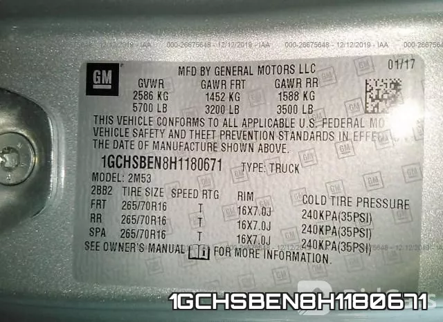 1GCHSBEN8H1180671 фото 6