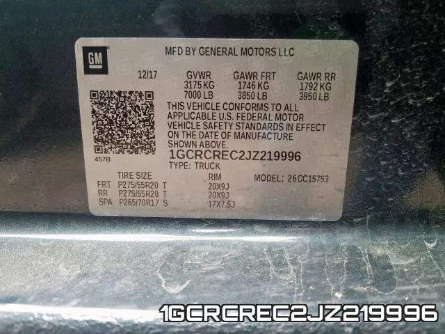 1GCRCREC2JZ219996 фото 2