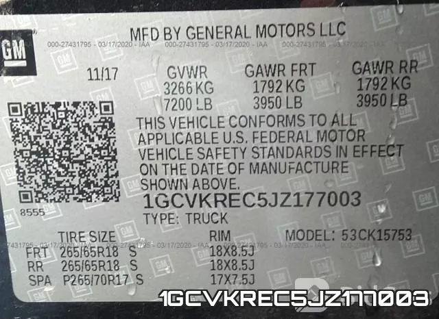 1GCVKREC5JZ177003 фото 9