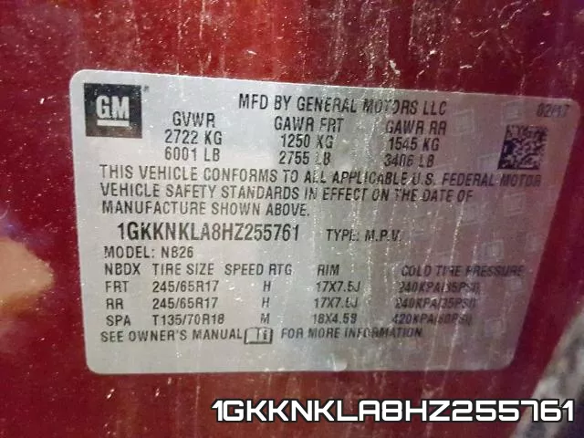 1GKKNKLA8HZ255761 фото 2