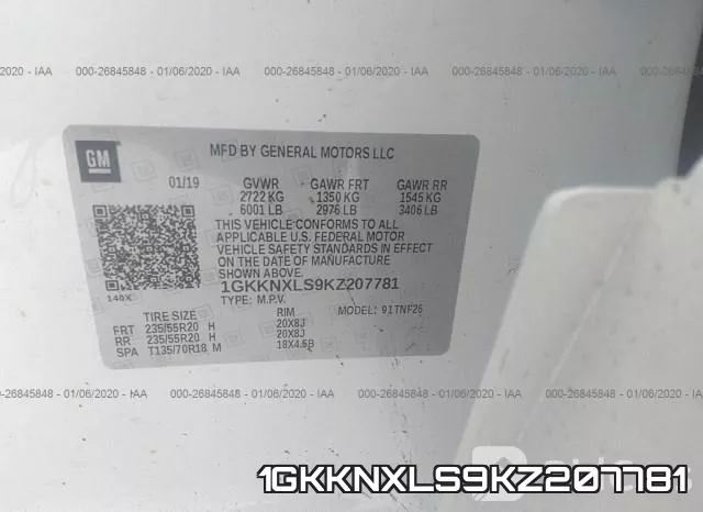 1GKKNXLS9KZ207781 фото 6