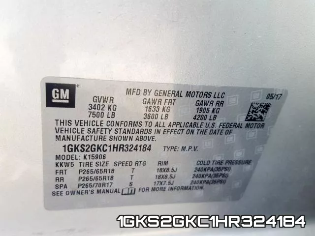 1GKS2GKC1HR324184 фото 2