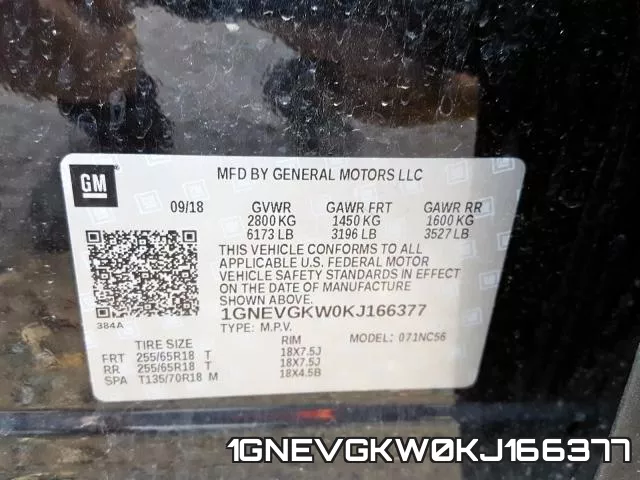 1GNEVGKW0KJ166377 фото 2