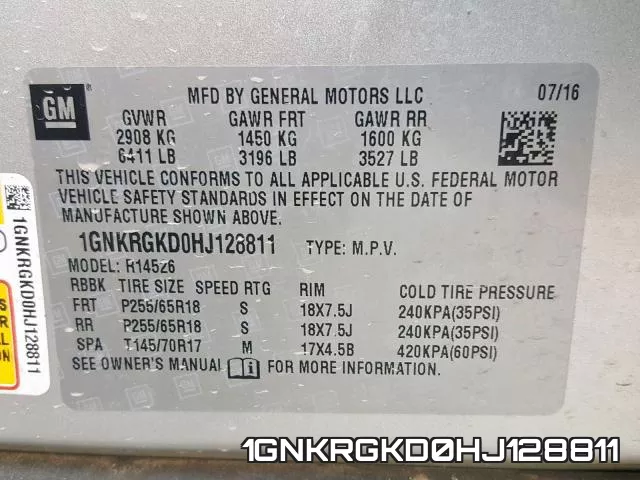 1GNKRGKD0HJ128811 фото 2