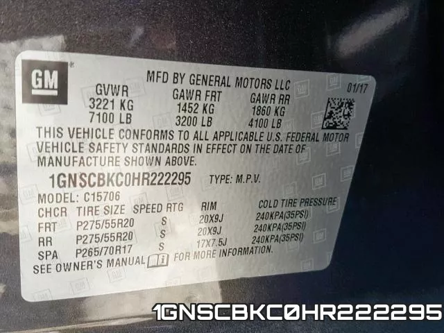 1GNSCBKC0HR222295 фото 2