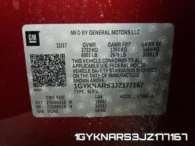 1GYKNARS3JZ177167 фото 2