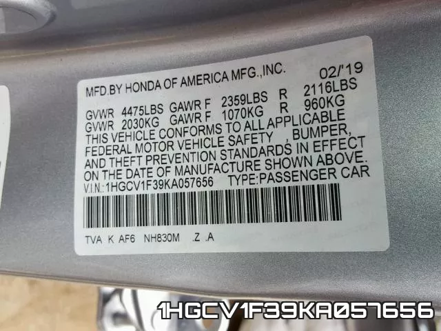 1HGCV1F39KA057656 фото 2