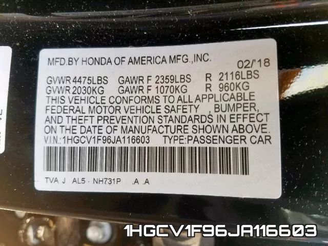 1HGCV1F96JA116603 фото 2