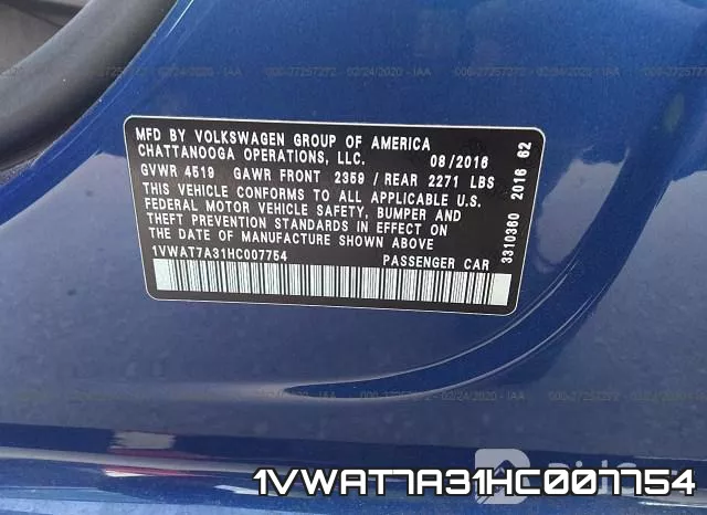 1VWAT7A31HC007754 фото 10